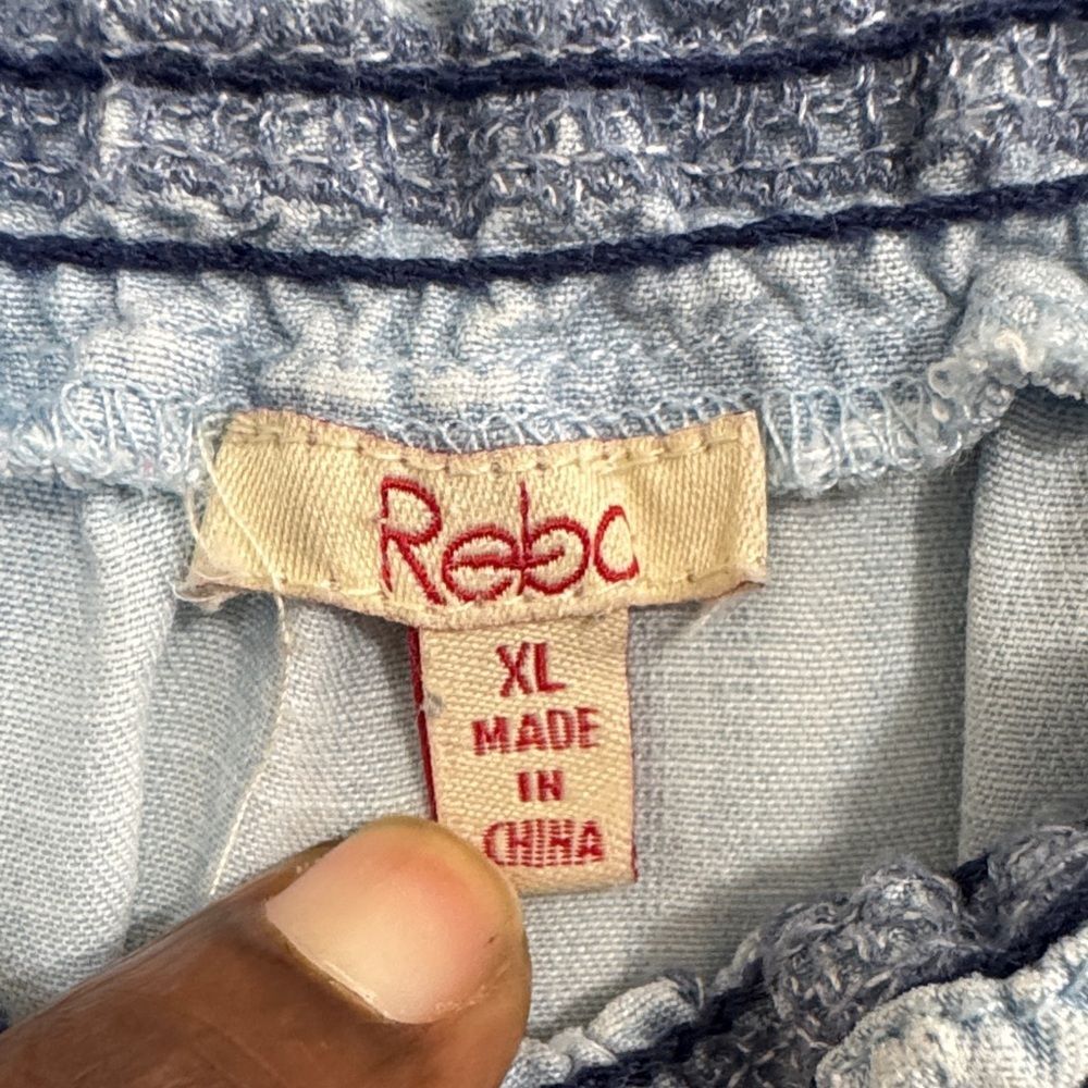 Reba Off the Shoulder Embroidered Women's Chambray Top size XL Southwestern Boho - Picture 5 of 10